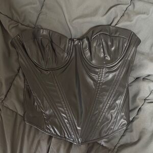 Fashion Nova Black Faux Leather Crop Top